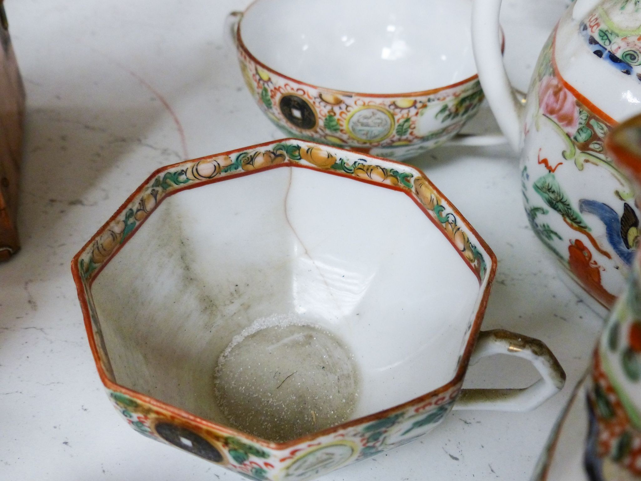 A Cantonese porcelain part tea and coffee set